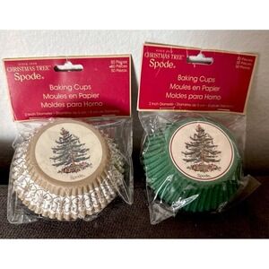 100 Spode CHRISTMAS TREE Cupcake Muffin Baking Cups Beige & Green (2 Packs)